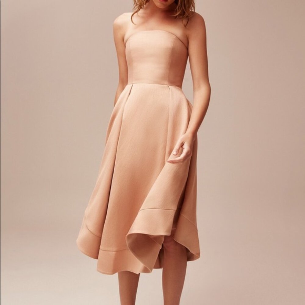C/MEO Collective Entice Making Waves Strapless Cocktail Formal Dress - "Biscuit"